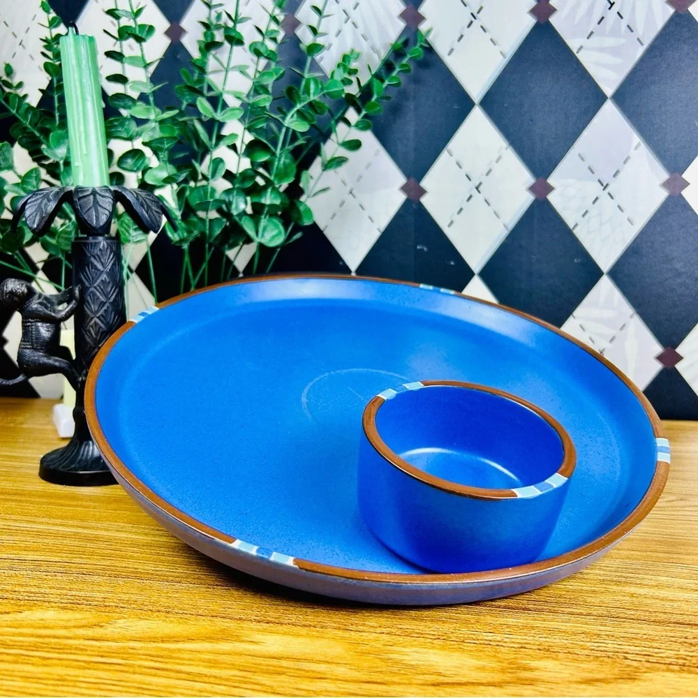 Sky‎ Blue Chip And Dip SET Portuguese Dansk Mesa Ceramic Serving Platter 13”